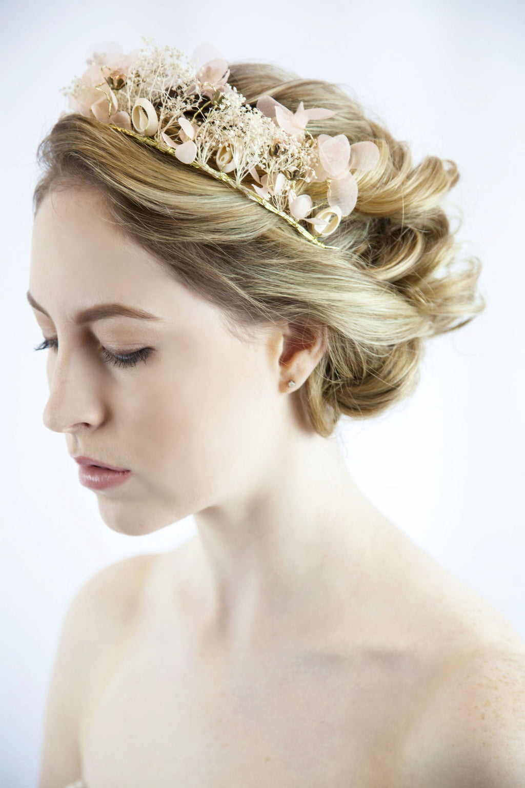 Bridal head store wreath silk flowers