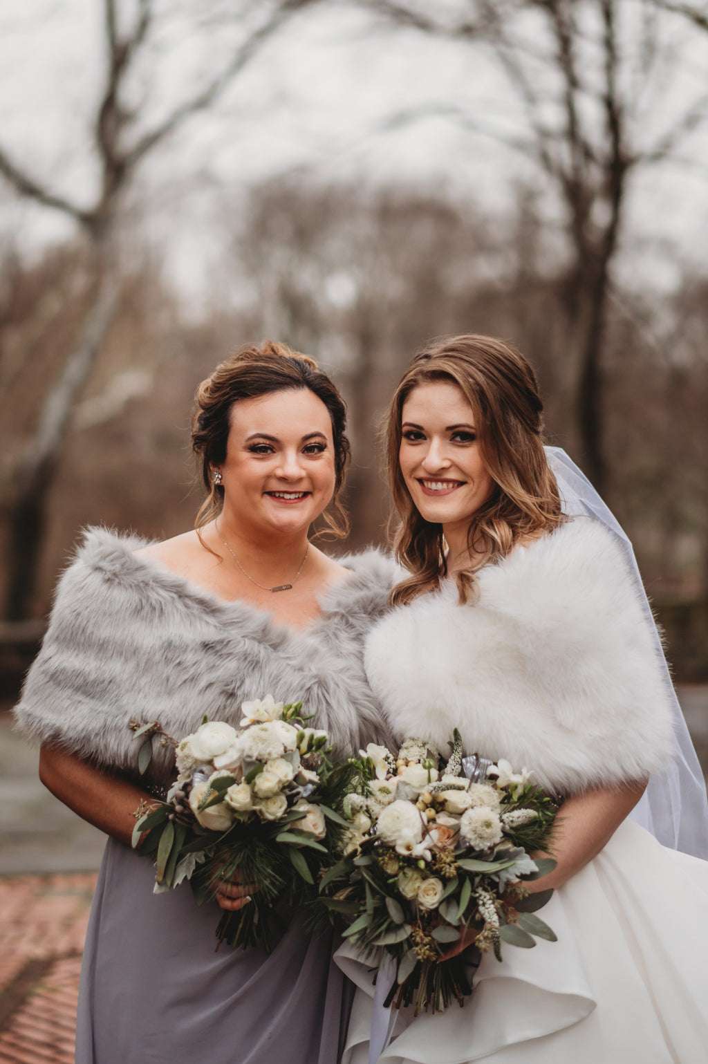 Gray Bridesmaids Faxu Fur Shawl (Lilian Gry07) Small
