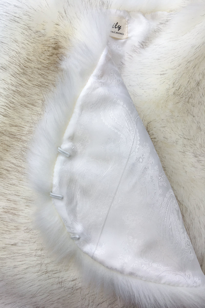 Ivory with Black Fur Wrap (Serena Wht03)