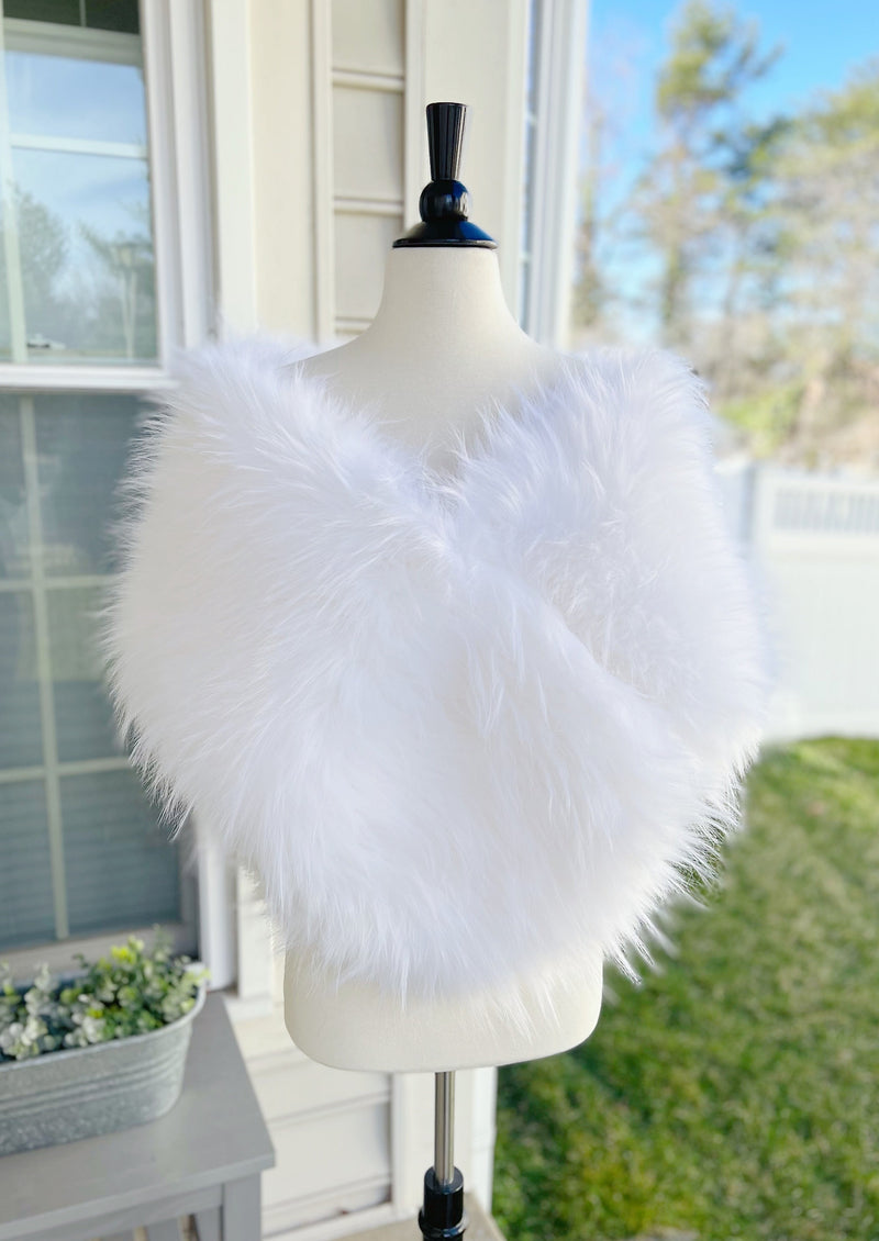 White Bridal Fur Shawl (Lilian PWht02)
