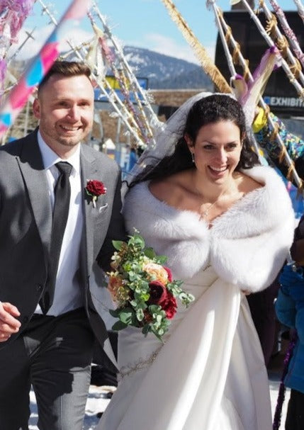 Grey fur wrap wedding hotsell