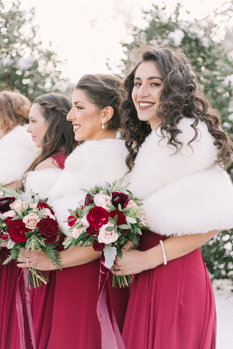 Burgundy faux fur wrap on sale