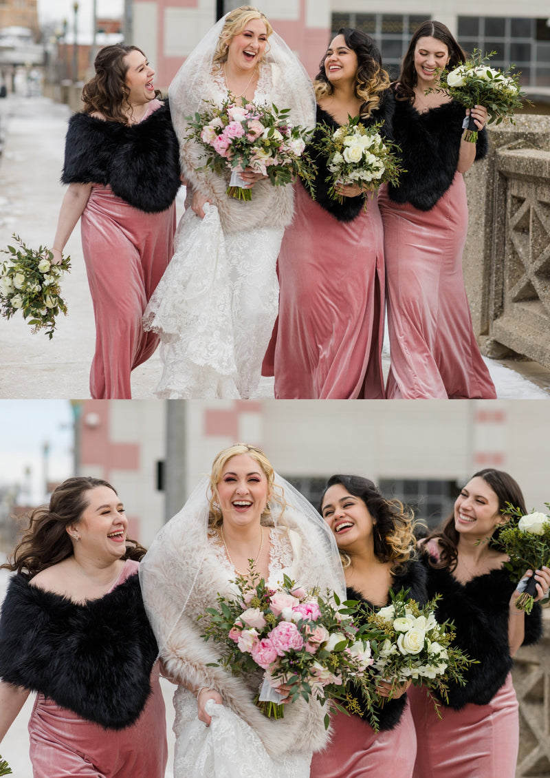 Black Wedding / Bridal Faux Fur Shawl (Lilian Blk03) Small Black Wedding / Bridal Faux Fur Shawl (Lilian Blk03) Small