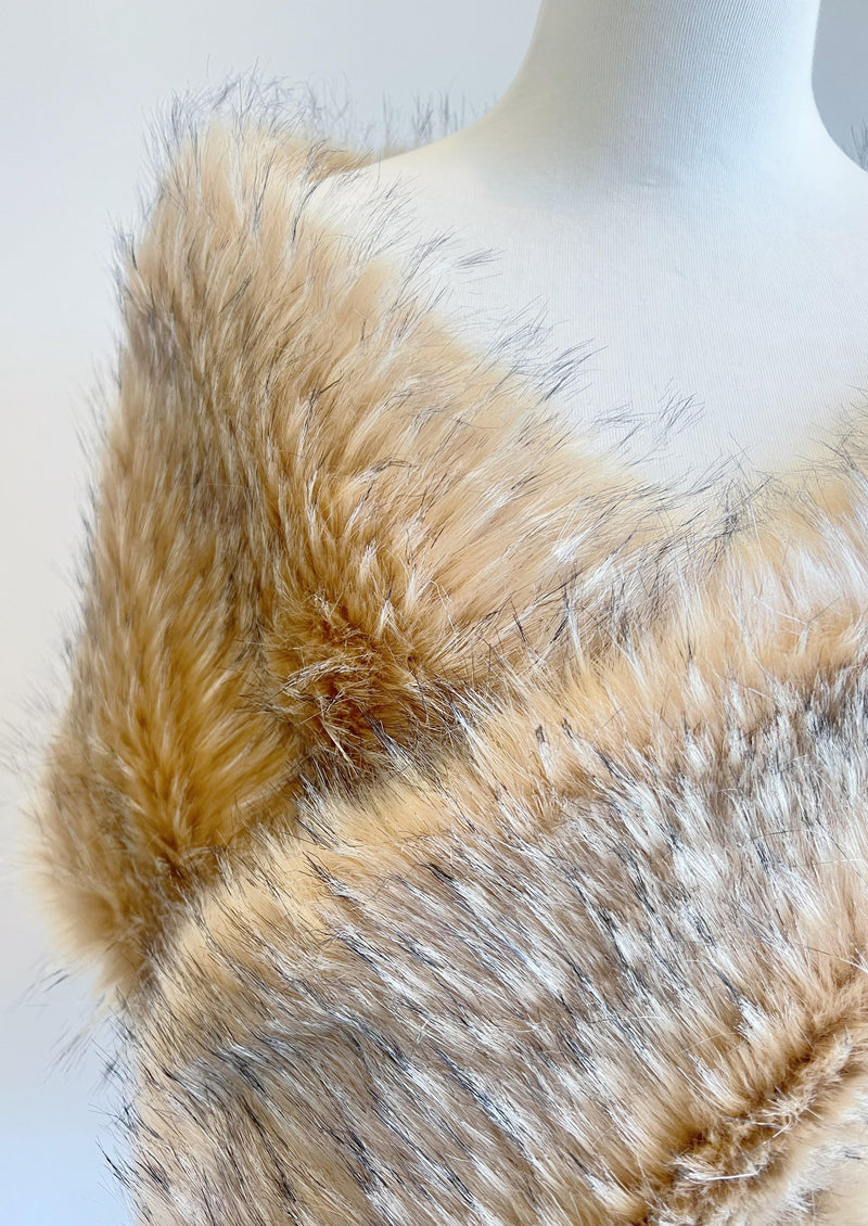 Honey Brown Faux Fur Bridal Shawl (Lilian HBrw02)