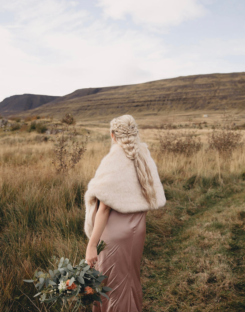 Blush / Beige Fur Shawl (Butterfly Blu03)