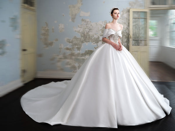 Luxury Satin Swarovski Wedding Dress - Southern River Maiden (CS202417)