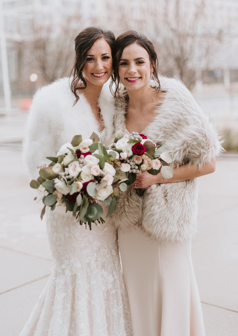 Ivory faux fur outlet bridal wrap