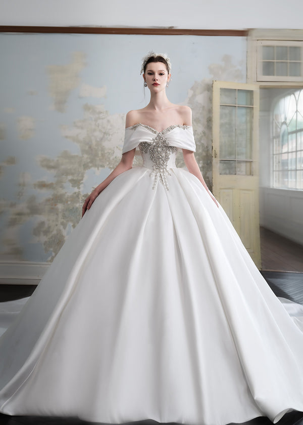 Luxury Satin Swarovski Wedding Dress - Southern River Maiden (CS202417)