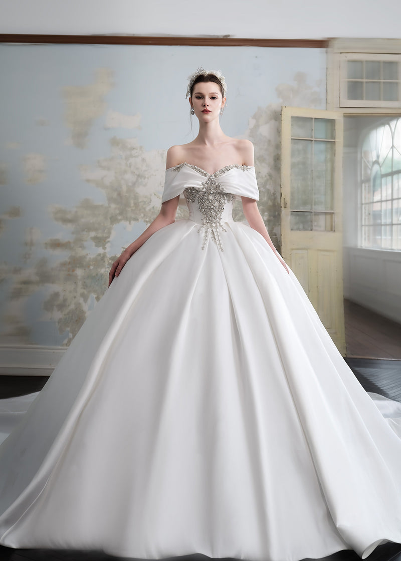 Luxury Satin Swarovski Wedding Dress - Southern River Maiden (CS202417)