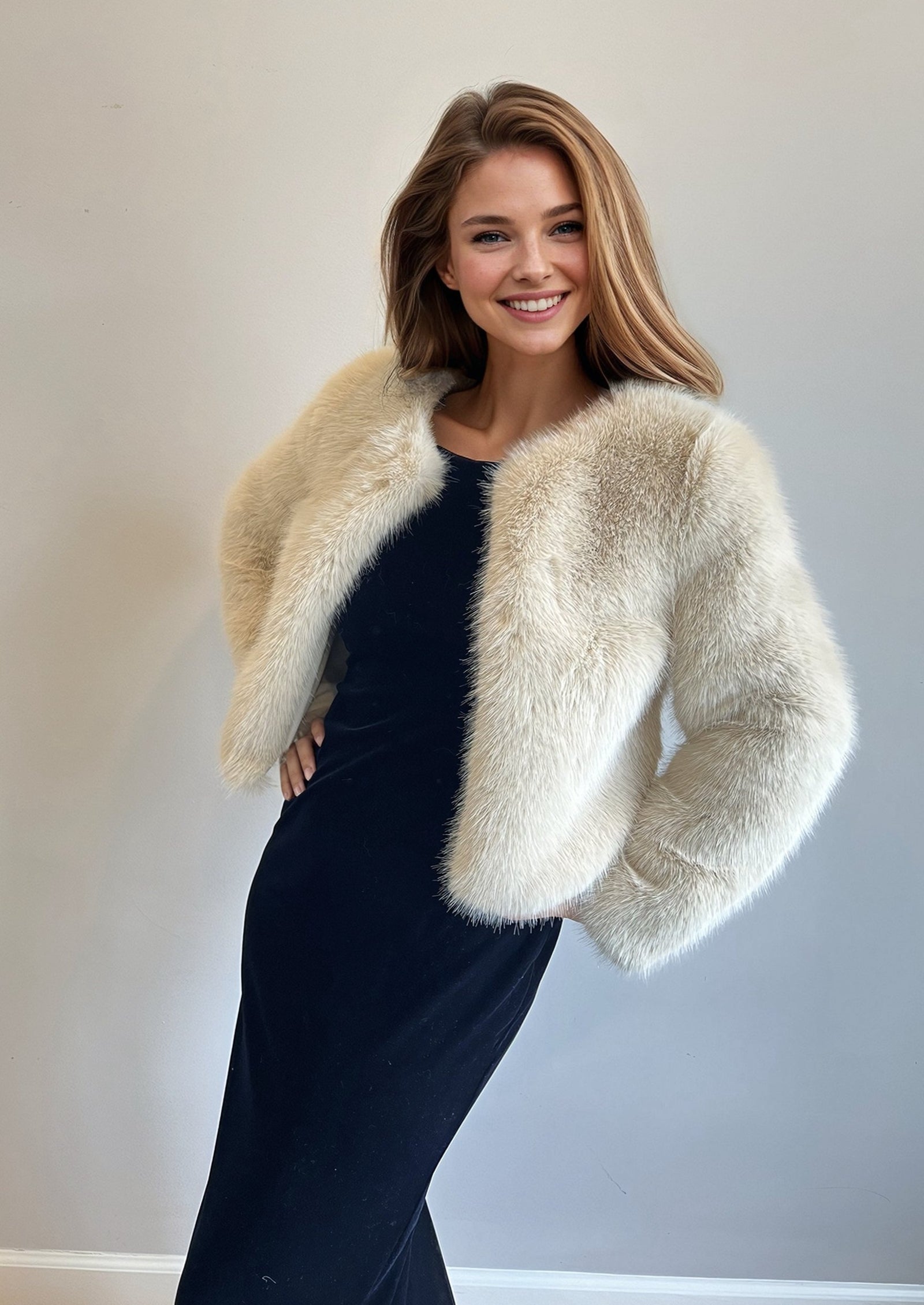 Beige Faux Fur Bridal Jacket (Anna Bei07) – Sissily Designs Beige Faux Fur Bridal Jacket (Anna Bei07) – Sissily Designs