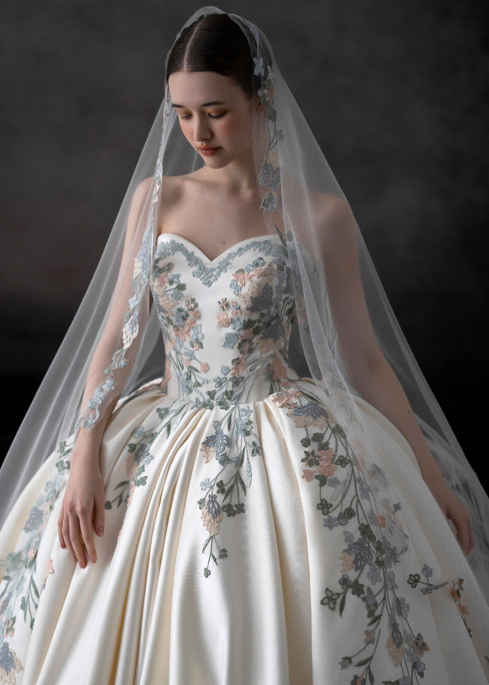 vine embroidered wedding dress Olive | Green Vines Nature Inspired Wedding Dress | Unique Wedding Dress With Leafs , Green Wedding Dress | Sample | 3-4 Month Delivery