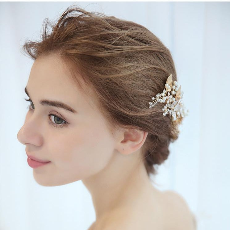 Bridal Gold Hair Comb (S8107) - Wholesale