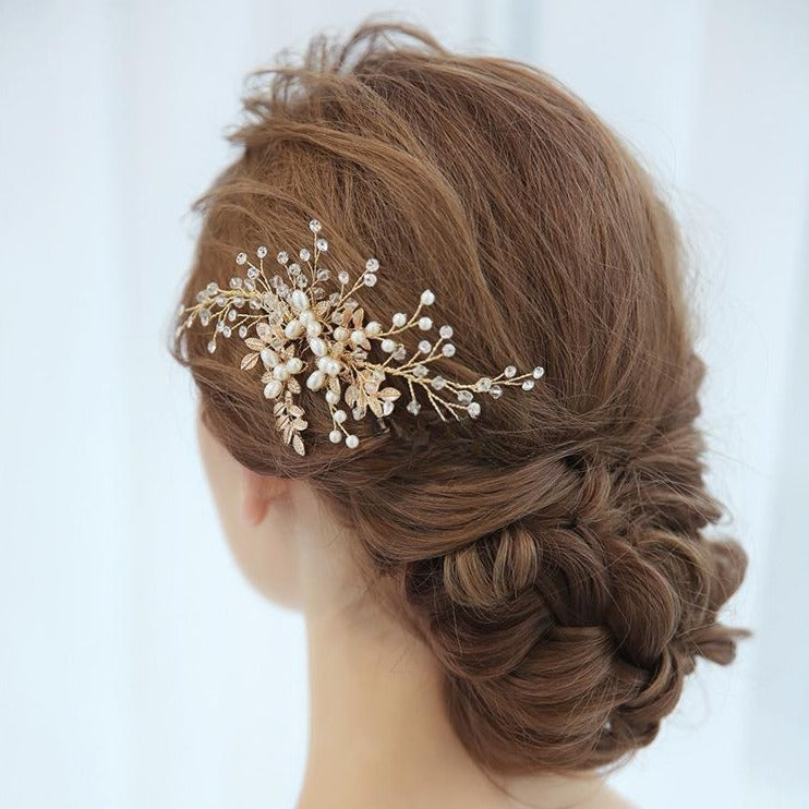 Bridal Gold Hair Comb (S8108) - Wholesale