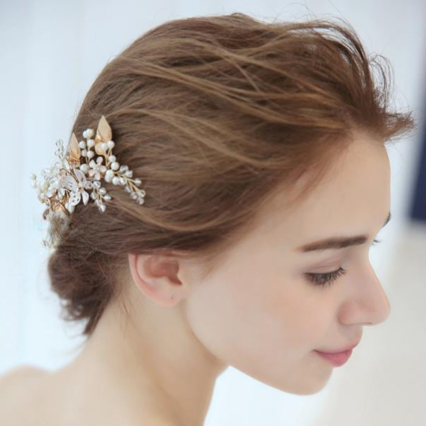 Bridal Gold Hair Comb (S8107) - Wholesale