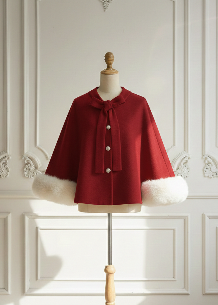 Ivory Bridal Cape with Faux Fur Trim (Amanda Wht01) – Sissily Designs