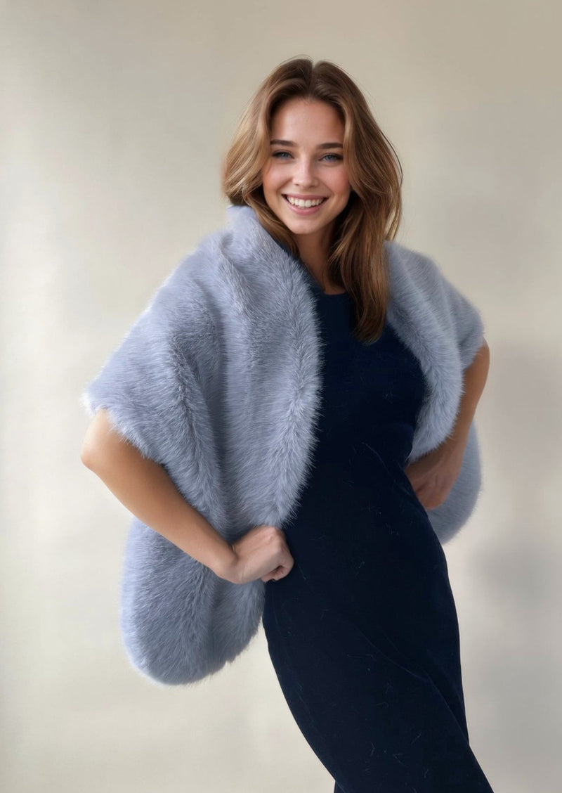 Grey faux fur shawl deals