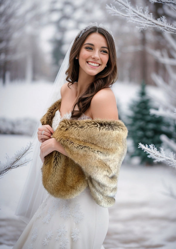 Brown Faux Fur Shawl (Butterfly Brw05)