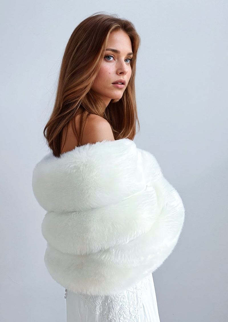 Bridal Pure Ivory Fur Shawl (Diana Wht01)