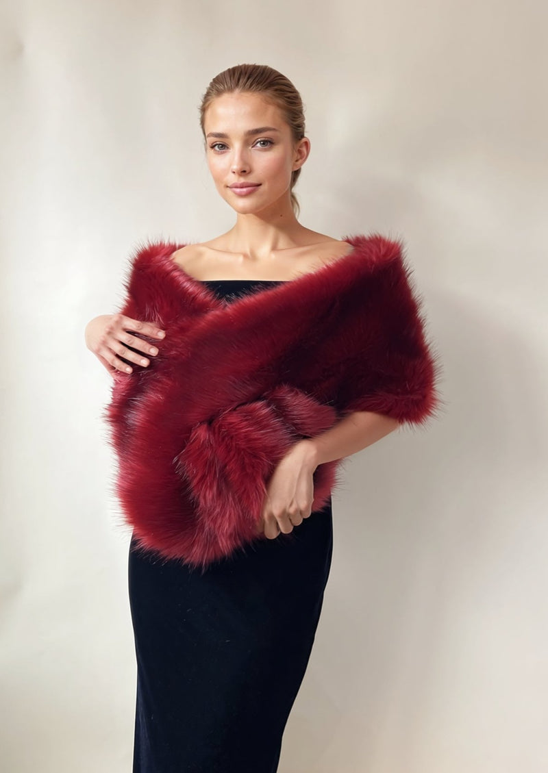 Red Fur Shawl (Lilian Red03)