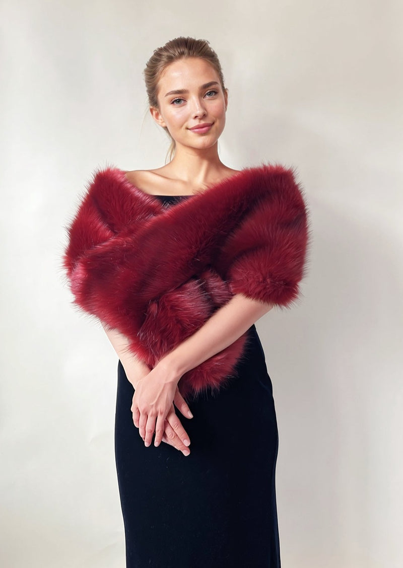 Red Fur Shawl (Lilian Red03)