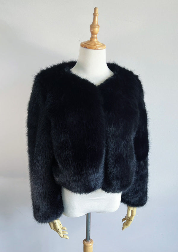 Black Faux Fur Bridal Jacket (Anna Blk07)