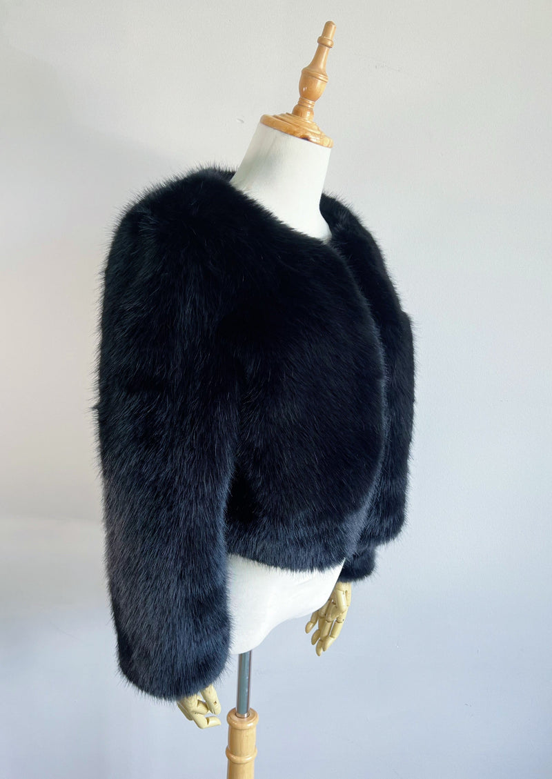 Black Faux Fur Bridal Jacket (Anna Blk07)
