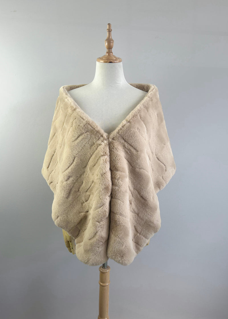 Beige Double Side Fur Shawl (Jenny Brw04)