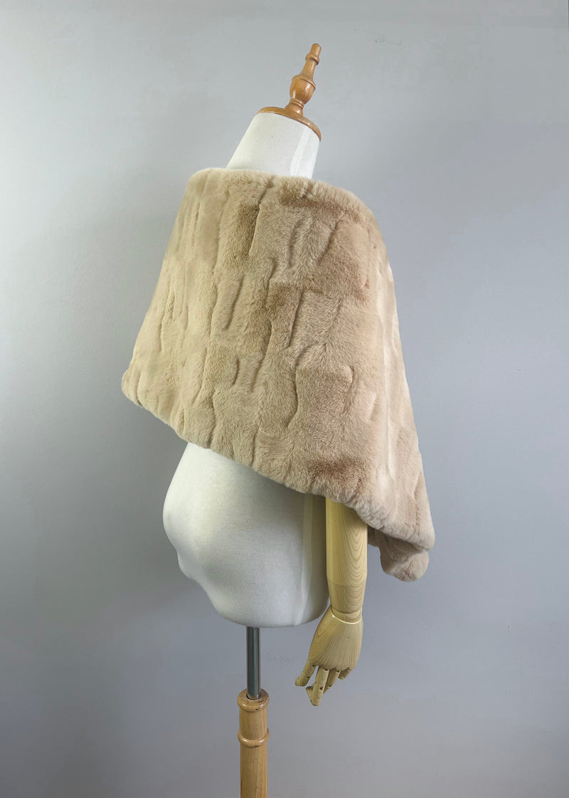 Light Beige / Ivory Double Side Fur Shawl (Jenny Ivy04)