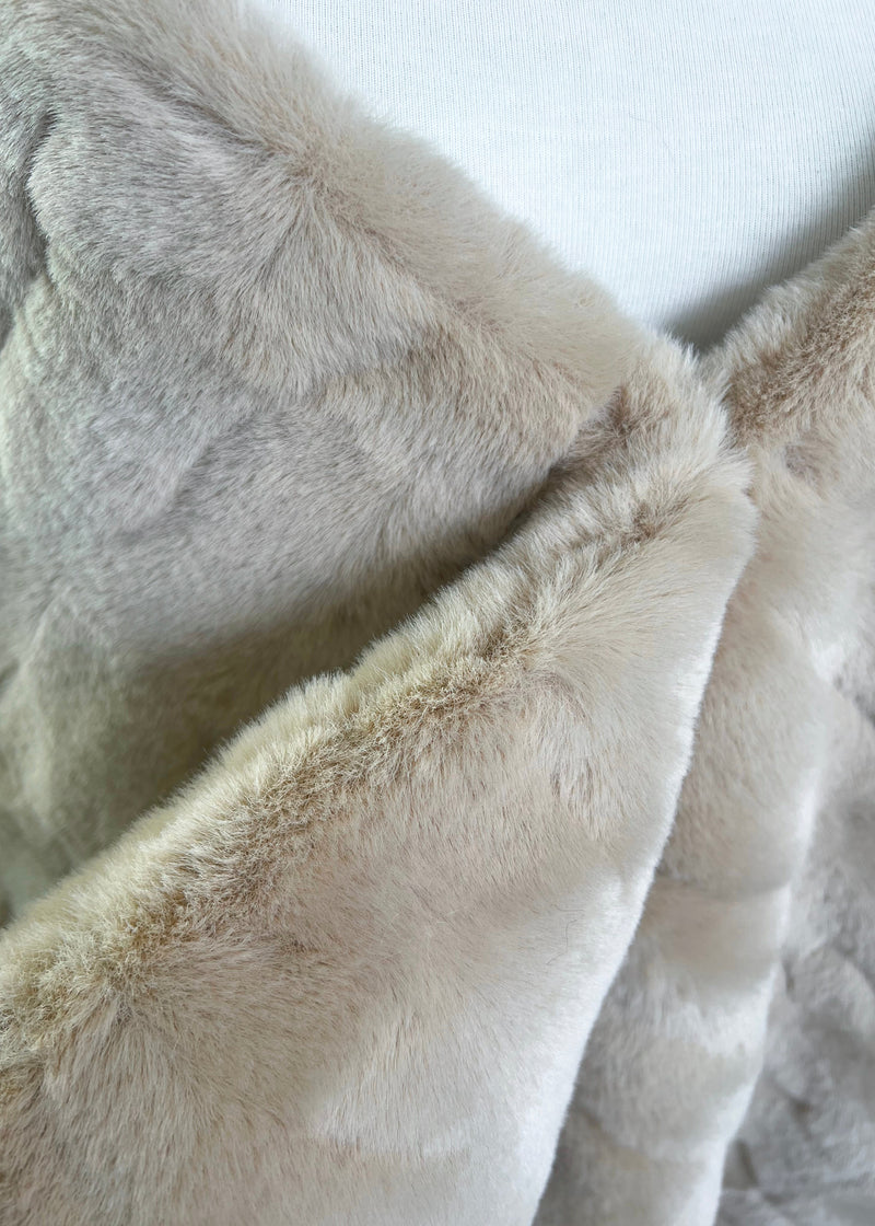 Beige Double Side Fur Shawl (Jenny Brw04)