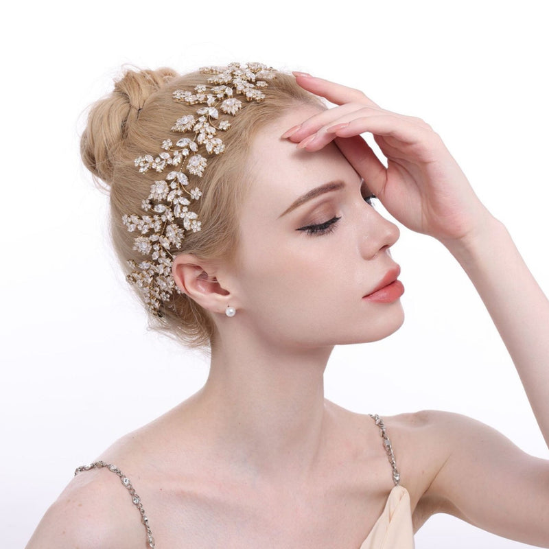 Luxury Bridal Gold/Silver Hair Zircon Wreath (GS0099) - Wholesale
