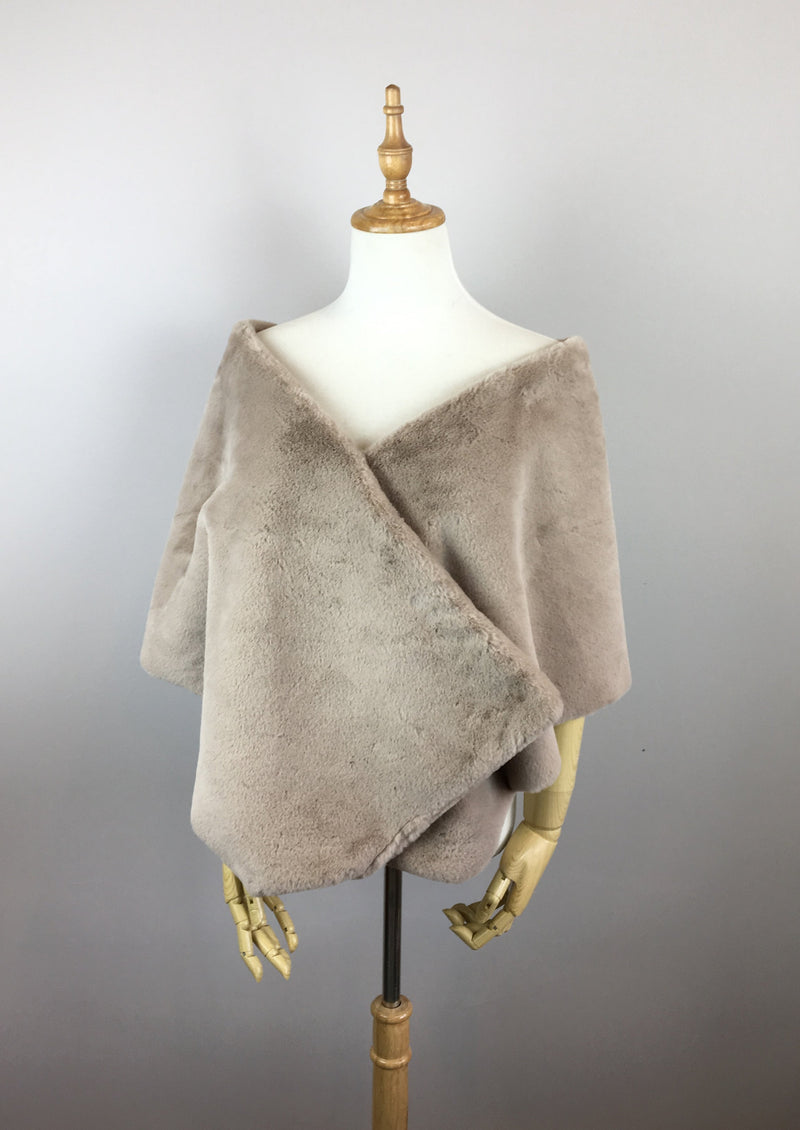 Light Brown Double Side Fur Shawl (Jenny Brw05)