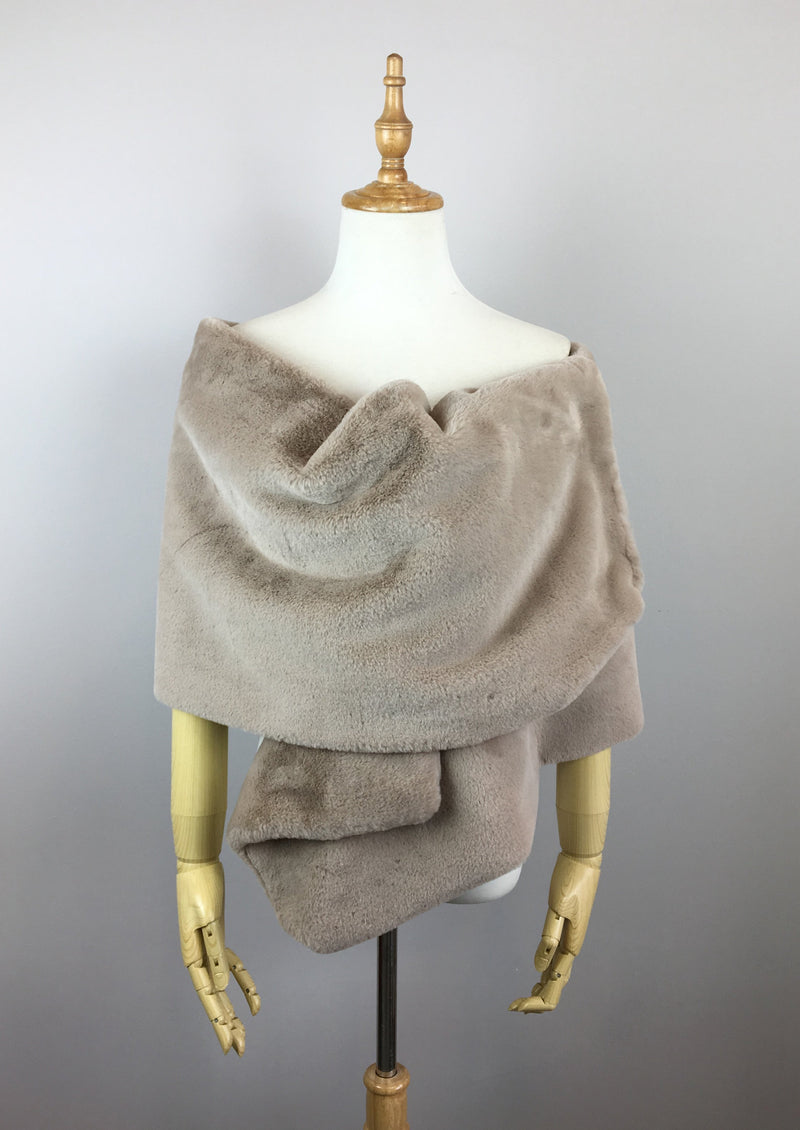 Light Brown Double Side Fur Shawl (Jenny Brw05)