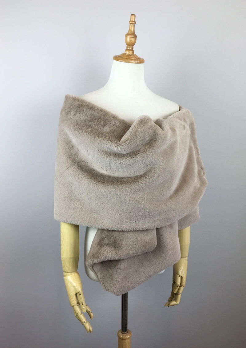 Light Brown Double Side Fur Shawl (Jenny Brw05)