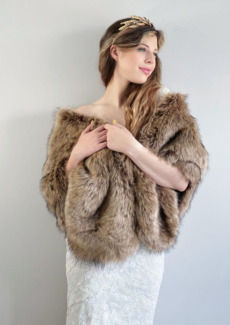 Brown Faux Fur Shawl (Butterfly Brw03) â Sissily Designs