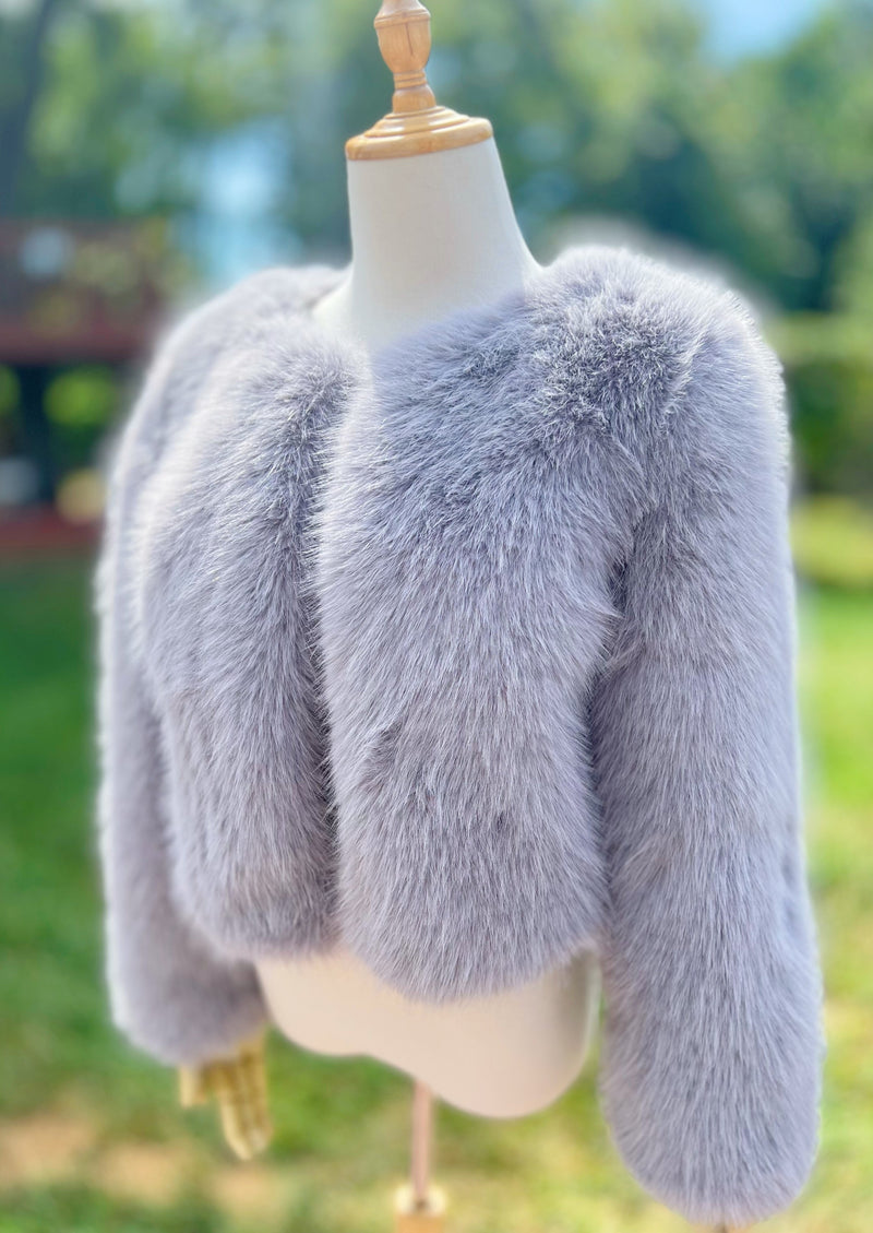 Grey Faux Fur Bridal Jacket (Anna Gry07)