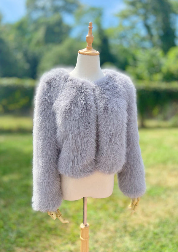 Grey Faux Fur Bridal Jacket (Anna Gry07)