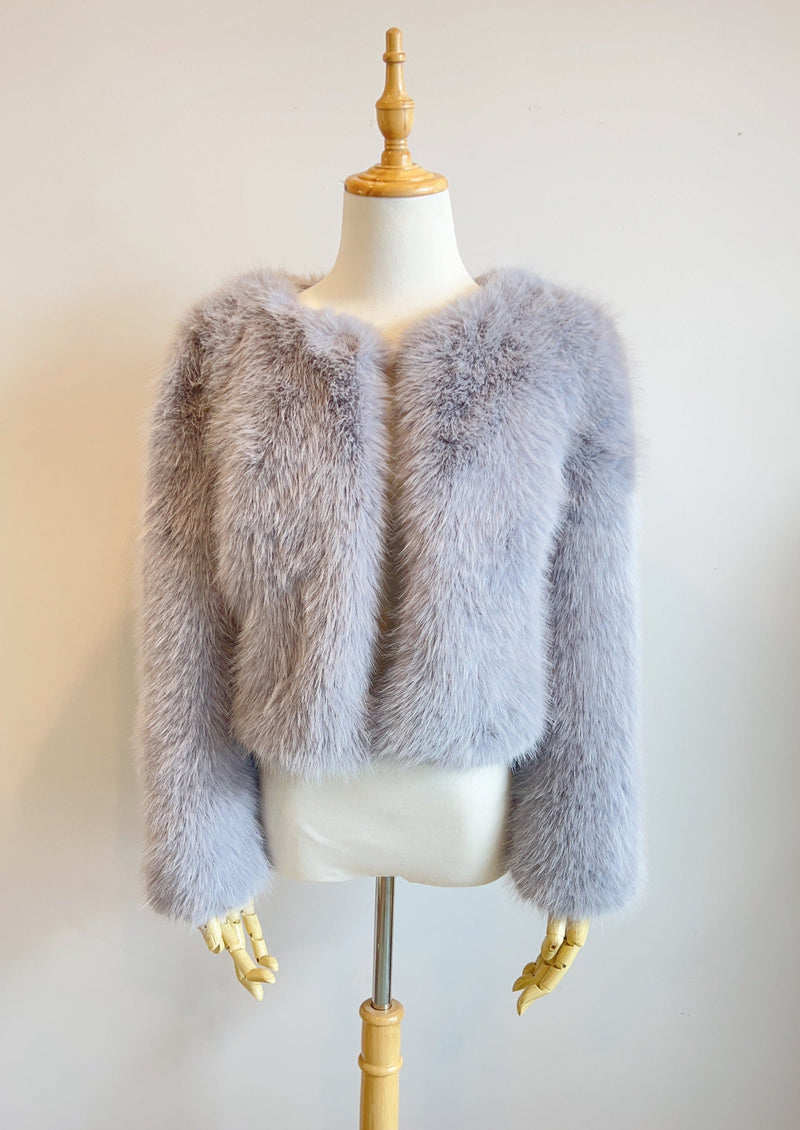 Grey Faux Fur Bridal Jacket (Anna Gry07)