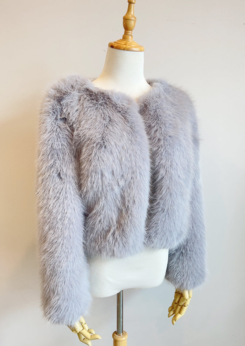 Grey Faux Fur Bridal Jacket (Anna Gry07)