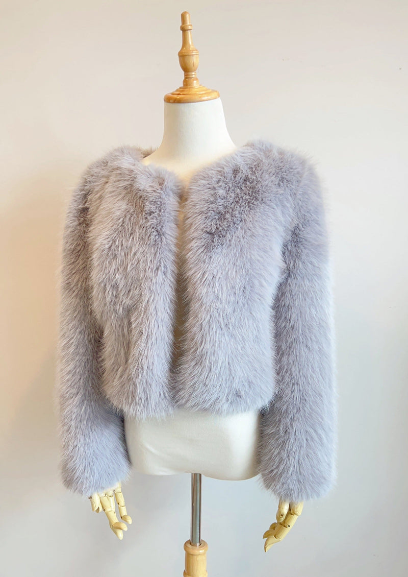 Grey Faux Fur Bridal Jacket (Anna Gry07)