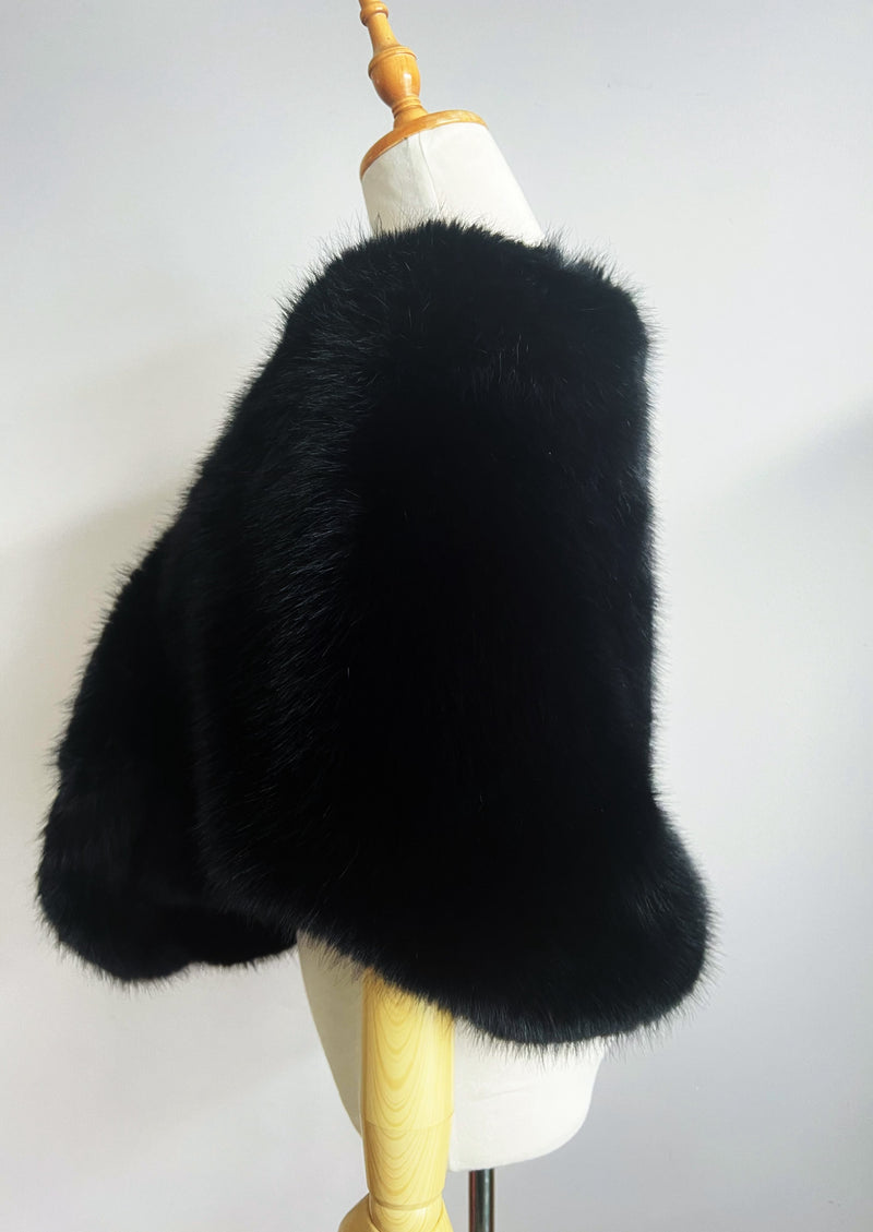 Black Faux Fur Shawl (Butterfly Blk07)