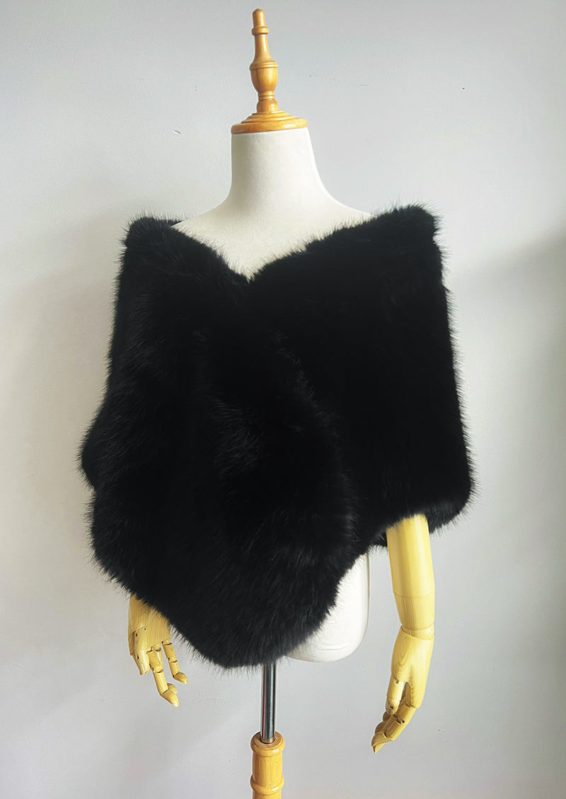 Black Faux Fur Shawl (Butterfly Blk07)