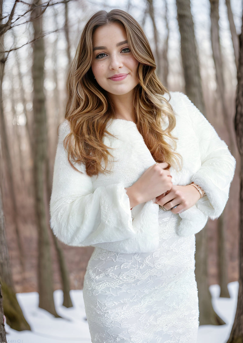 Ivory Faux Fur Bridal Jacket (Anna Ivy07)