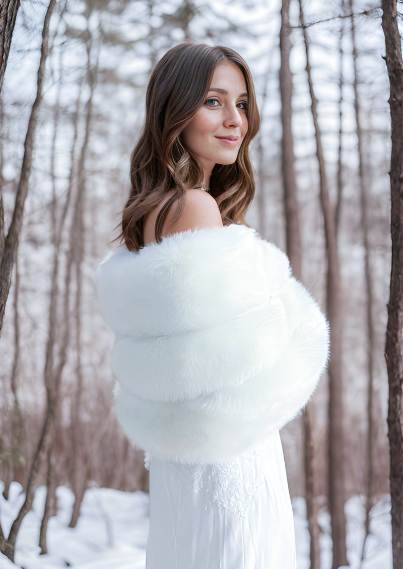 Bridal Pure Ivory Fur Shawl (Diana Wht01)