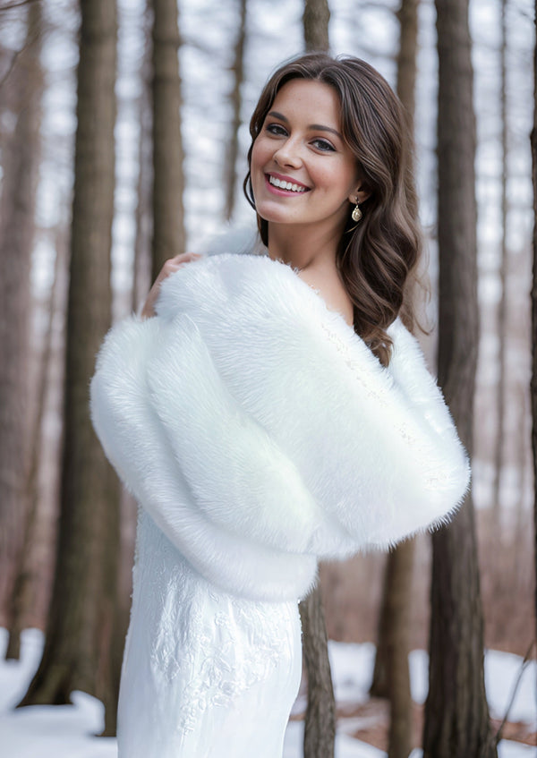 Bridal Pure Ivory Fur Shawl (Diana Wht01)