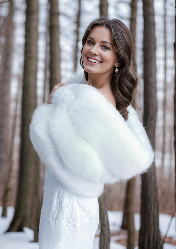 Bridal Pure Ivory Fur Shawl (Diana Wht01)