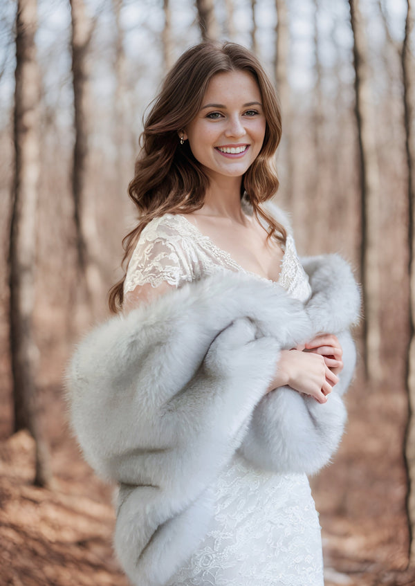Light Grey Fur Shawl (Butterfly LGRY01)