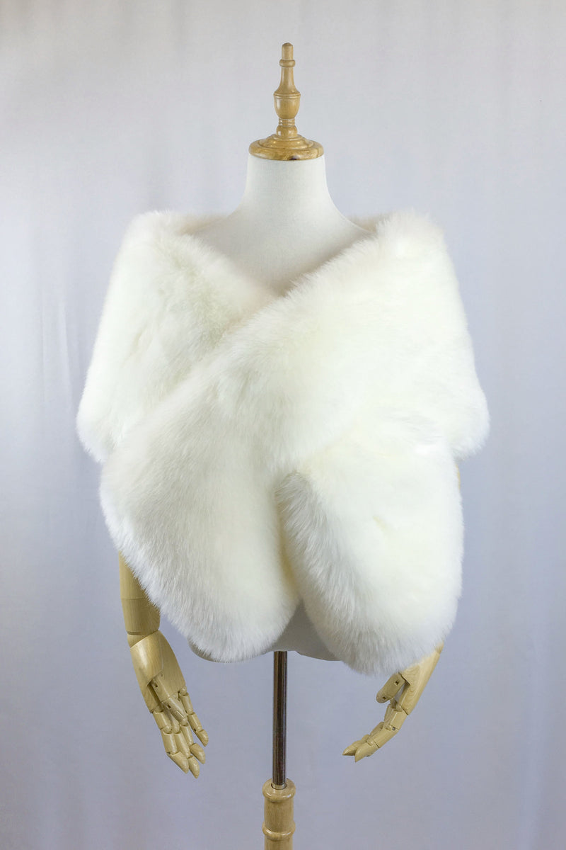Bridal Ivory White Fur Shawl (Lilian Wht01)