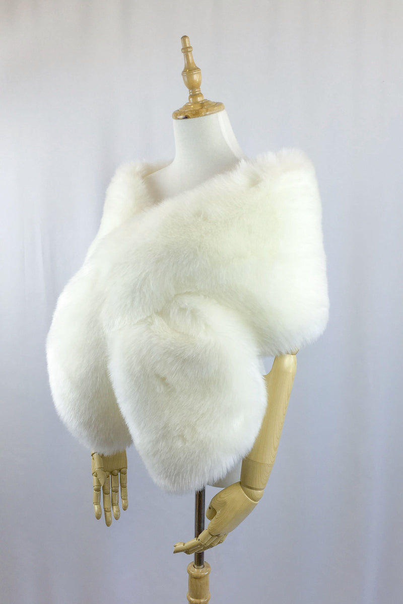 Bridal Ivory White Fur Shawl (Lilian Wht01)