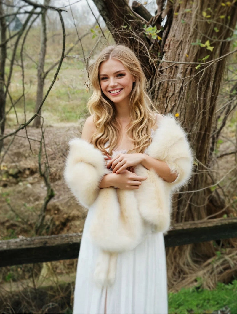 Champagne Faux Fur Shawl (Lilian Cha03)