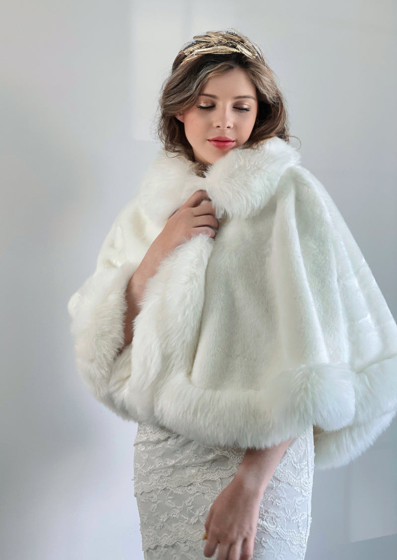 Ivory White Fur Cape (Jennifer Wht01)
